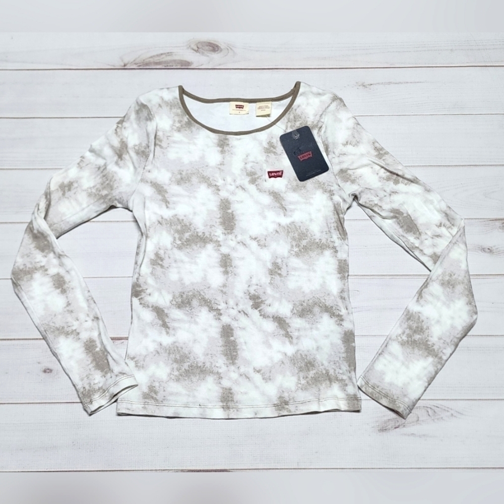 Levi's Rib-Knit Honey Tie Dye Long Sleeve Logo Tee Small - New With Tags - Picture 3 of 8